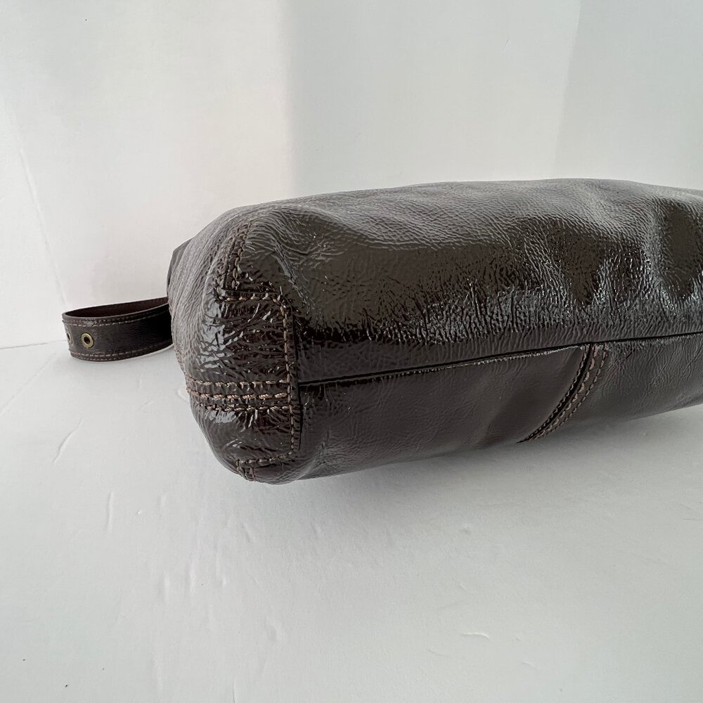 Coach Brown Patent Leather Crinkle Texture Hobo & Crossbody Bag, C0873-12387 EUC - Picture 12 of 16